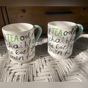 Set of 2 Kate Spade mugs . Cute Tea theme